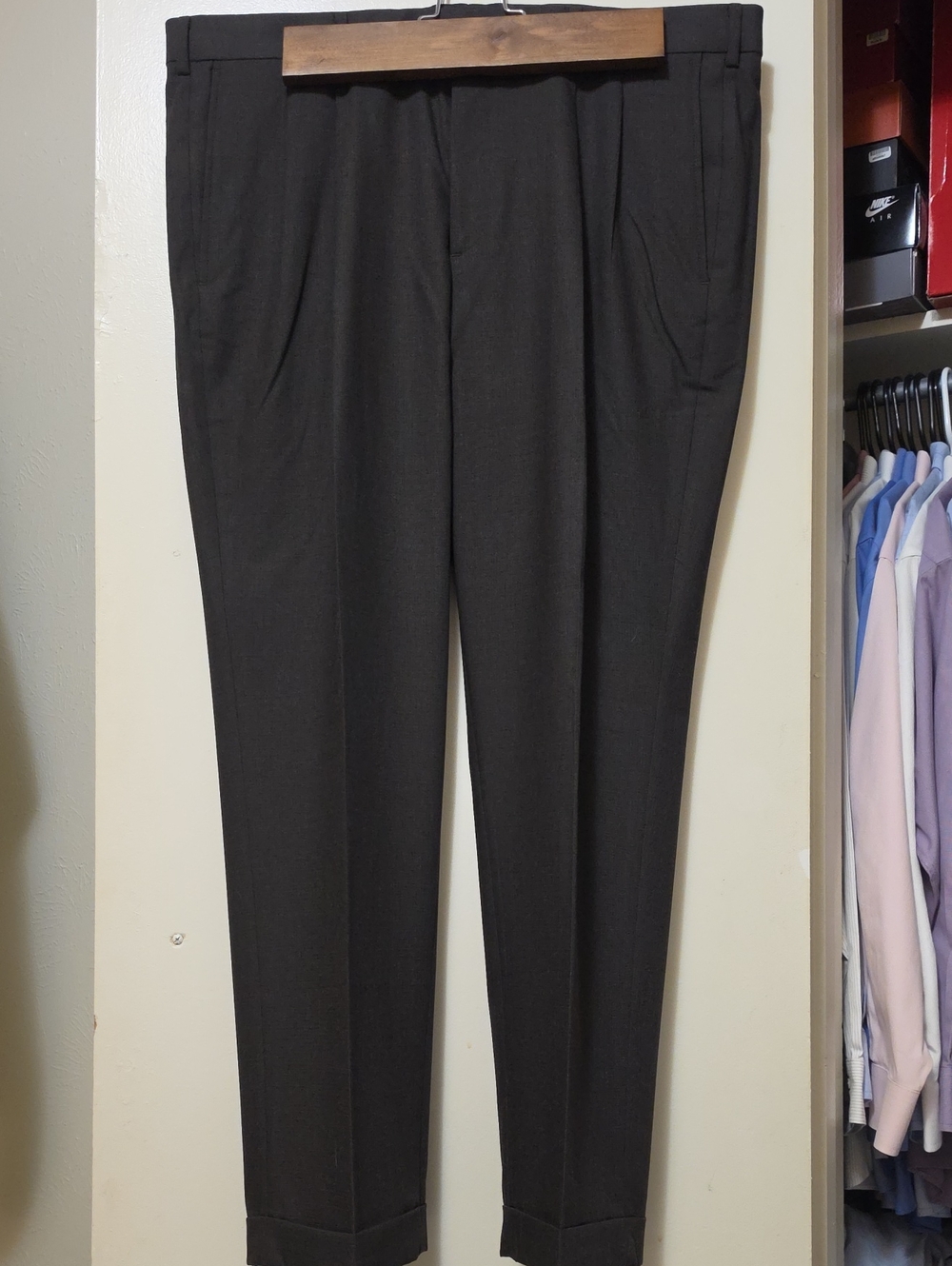 Roundtree & Yorke Men's Black/Brown Dress Trousers 38x29